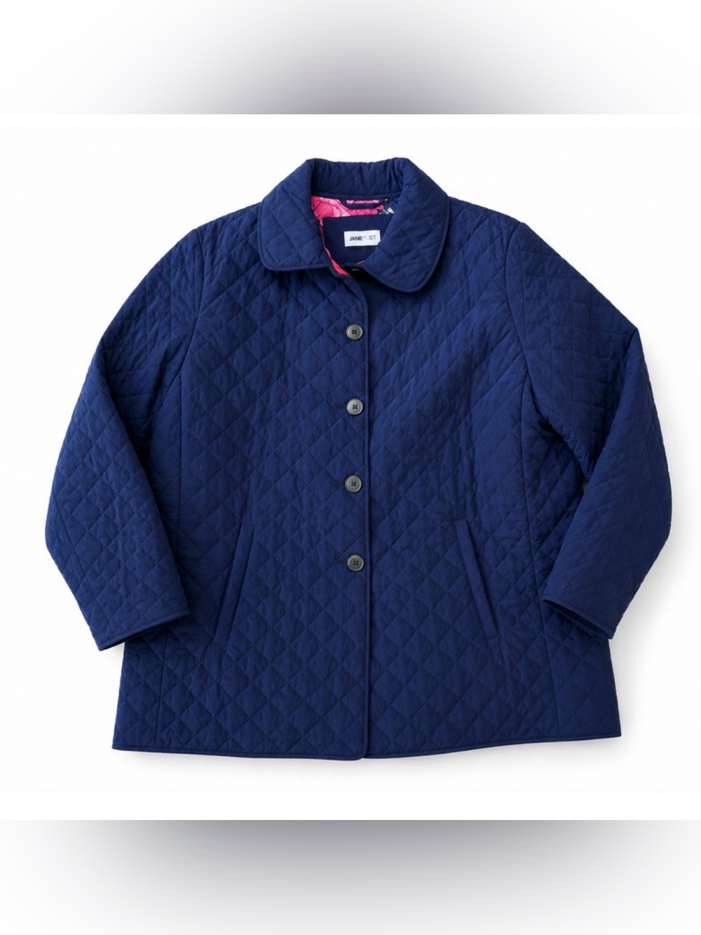 NWT JANE POST BLUE QUILTED FLORAL LINING JACKET $340 PLUS SIZE 1X